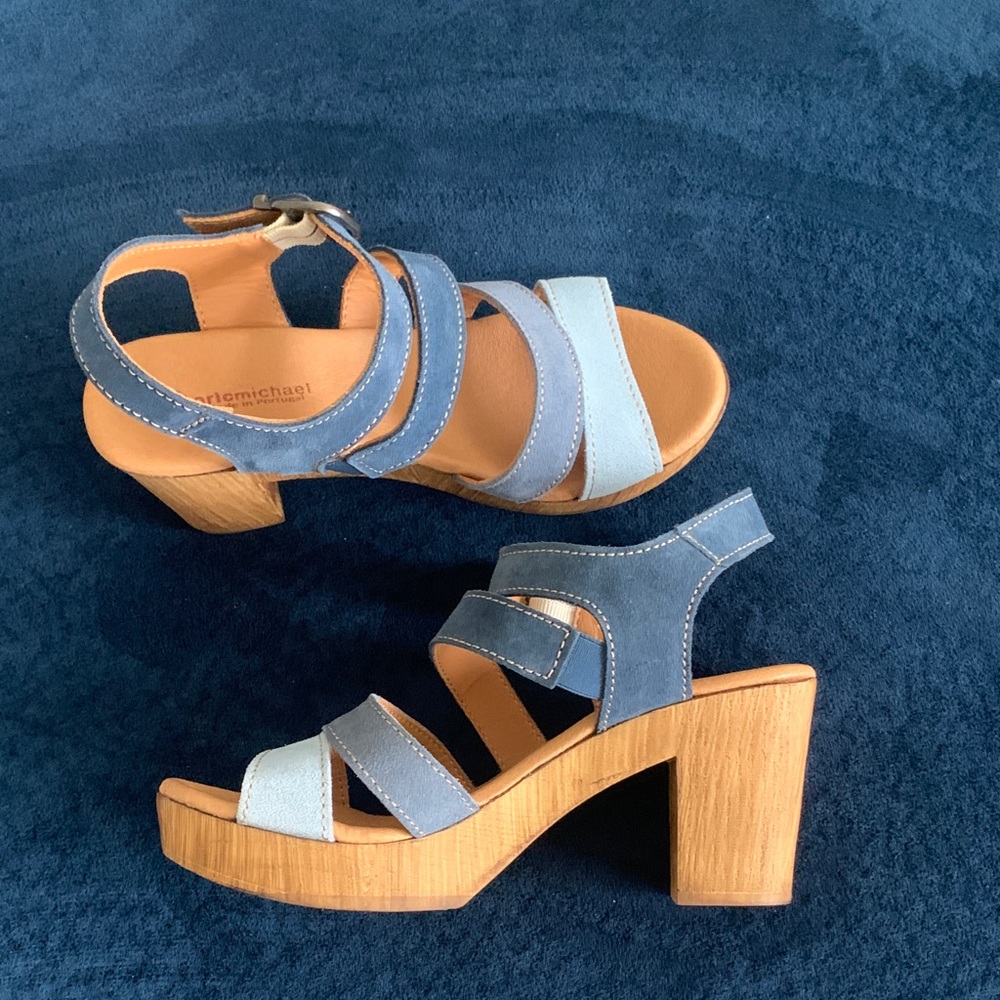 Eric Michael Blue Platform Sandals